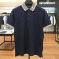 Emporio Armani Lycra Blue Premium Collar T-shirt-thumb-1