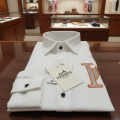 Hermès H Logo Embroidery White Premium Shirt-thumb-2