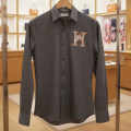 Hermès H Logo Embroidery Grey Premium Shirt-thumb-1