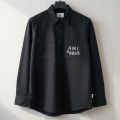 Ami Paris Embroidery Logo Black Cotton Shirt-thumb-1