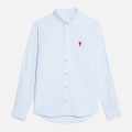 Ami Paris Heart Logo skyblue Striped Shirt-thumb-0