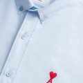 Ami Paris Heart Logo skyblue Striped Shirt-thumb-2