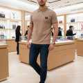 Louis Vuitton Brown Embroidery Logo Premium T-shirt-thumb-0