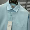 Ami Paris Heart Logo skyblue Striped Shirt-thumb-1