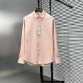 Ami Paris Heart Logo Pink Striped Shirt-thumb-0