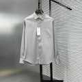 Ami Paris Heart Logo Grey Striped Shirt-thumb-0