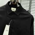 Ami Paris Heart Logo Black Striped Shirt-thumb-1