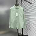 Ami Paris Heart Logo Light Green Striped Shirt-thumb-0