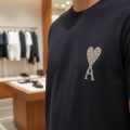 Ami Black Premium Quality Heart Logo T-shirt-thumb-1