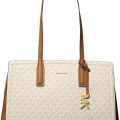 Michael Kors Logo Voyager White Tote Bag-thumb-0