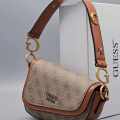 Guess Noelle Golden Brown Shoulder Bag-thumb-0