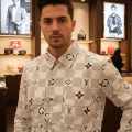 Louis Vuitton Monogram Cream Premium Cotton Shirt-thumb-3