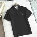 Brunello Cucinelli Black Embroidery Premium Polo T-shirt-thumb-0