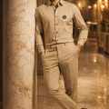 Versace Beige Premium Quality T-shirt & Trouser Combo-thumb-0