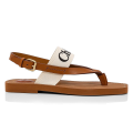 Chloe White Woody Canvas & Rubber Flat Sandal-thumb-0