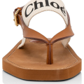 Chloe White Woody Canvas & Rubber Flat Sandal-thumb-4