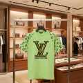 Louis Vuitton Green Embroidery Logo Premium T-shirt-thumb-3