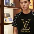 Louis Vuitton Black Embroidery Logo Premium T-shirt-thumb-1