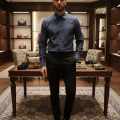 Gucci Navy Blue Premium Quality Cotton Shirt-thumb-1