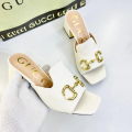 Gucci White Leather Premium Quality Heel Sandals-thumb-0