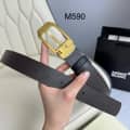 Mont Blanc Golden Premium Quality Leather Belt-thumb-0
