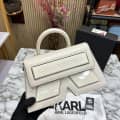 Karl Lagerfeld Paris Ikon K Leather White Crossbody Bag-thumb-0