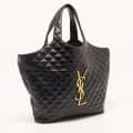 Saint Laurent Black Quilted Leather Maxi Icare Shopping Tote Bag-thumb-0