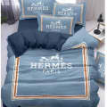 Hermes Blue Premium Quality Bedsheet-thumb-0