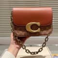 Coach Idol Signature Brown Handbag-thumb-0