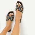 Hermes Oran Black Flat Sandals-thumb-3