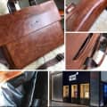 Mont Blanc Brown Leather Laptop Bag-thumb-1