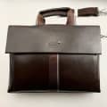 Mont Blanc Dark Brown Leather Laptop Bag-thumb-0