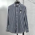 Ami Paris Heart Logo Blue Striped Shirt-thumb-0