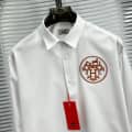 Hermès H Logo Embroidery White Premium Shirt-thumb-2
