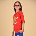 Moschino Red Teddy Print Premium Kids T-shirt-thumb-4