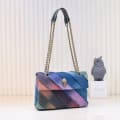 Kurt Geiger Kensington Rainbow Frayed Denim Shoulder Bag-thumb-1
