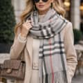 Burberry Check Cashmere Grey Stole-thumb-0