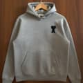 Ami Grey Embroidery Logo Hoodie-thumb-0