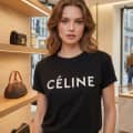 Celine Black Premium Quality Women T-shirt-thumb-1