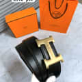 Hermes Golden Premium Quality Leather Belt-thumb-3