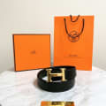 Hermes Golden Premium Quality Leather Belt-thumb-2