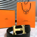 Hermes Golden Premium Quality Leather Belt-thumb-5