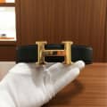 Hermes Golden Premium Quality Leather Belt-thumb-1