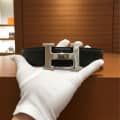 Hermes Silver Premium Quality Leather Belt-thumb-1