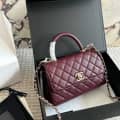 Tory Burch Coco Caviar Wine Top Handle Bag-thumb-0