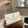 Saint Laurent Kate Grained White leather Shoulder Bag-thumb-0