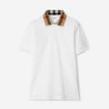 Burberry Check Collar White Polo Tshirt-thumb-0