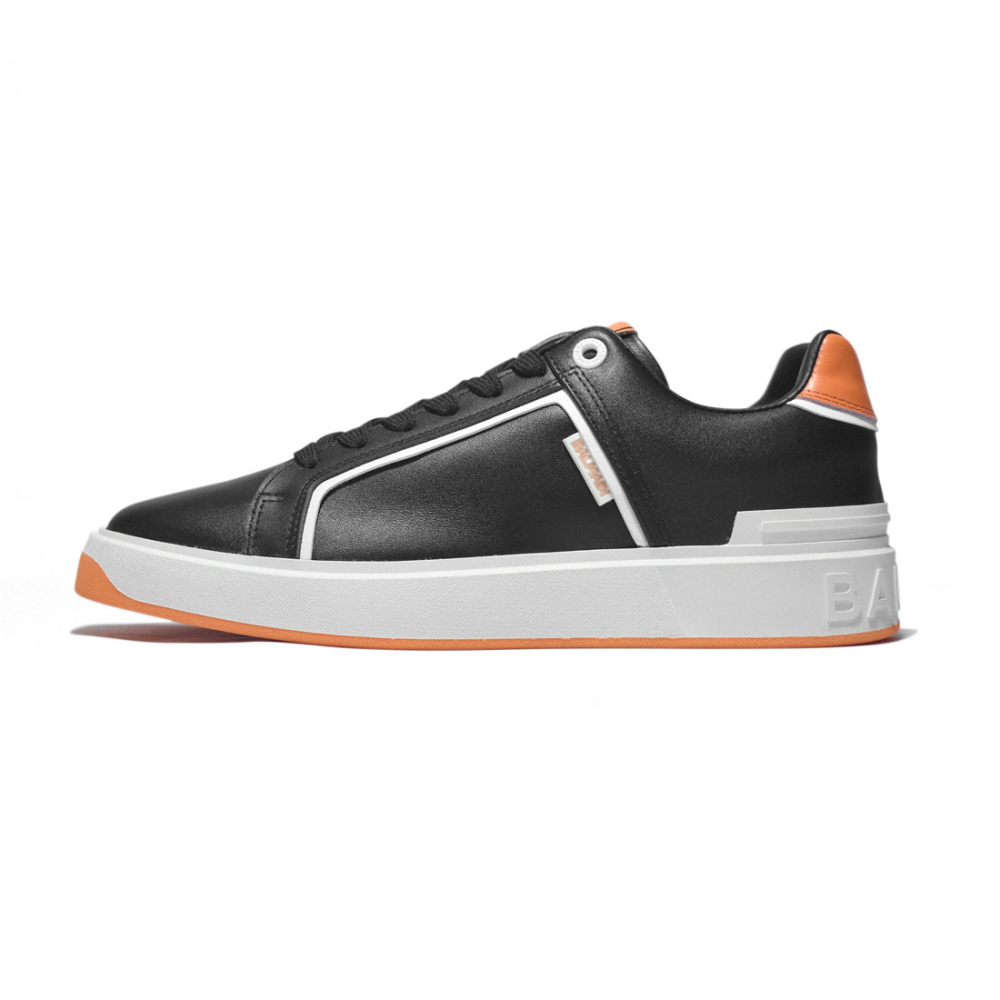 Balmain B-Court Black & Orange Premium Sneakers-0