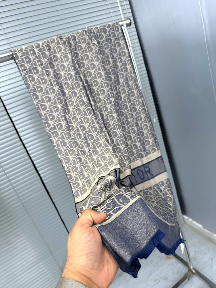 Christian Dior Premium Quality Dark Blue Silk Stole-0