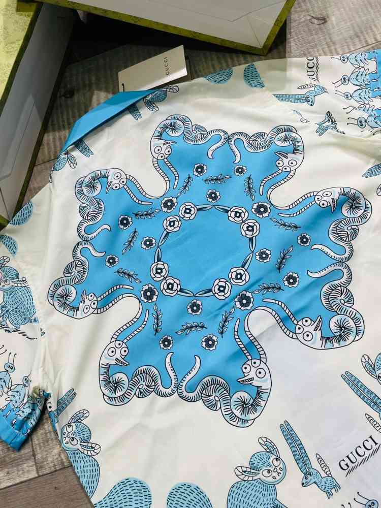 Gucci Sky Blue Premium Quality Shirt-7
